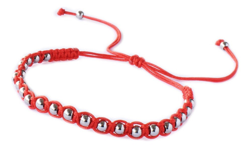 X3 Pulseras Bali Acero Quirúrgico En Macrame Hilo Seda Rojo 