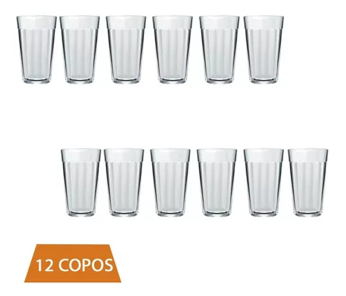 Jogo 12 Copo Americano Vidro Long Drink 345ml Cristal Nadir