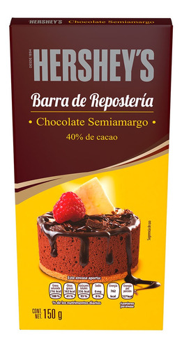 Barra De Chocolate Hershey's Chocolate Semiamargo 150g