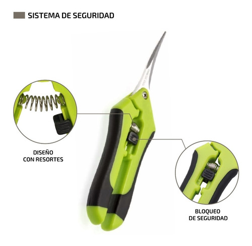 Imagen 3 de 5 de Tijeras De Podar Herramienta Para Jardin Curva Y Profesional