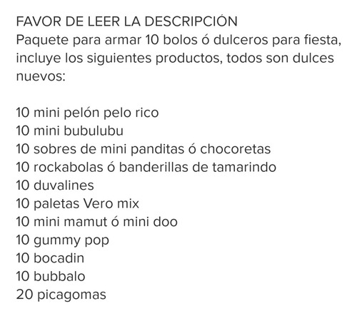 Paquete De Dulces Para Armar 10 Bolos Ó Aguinaldos