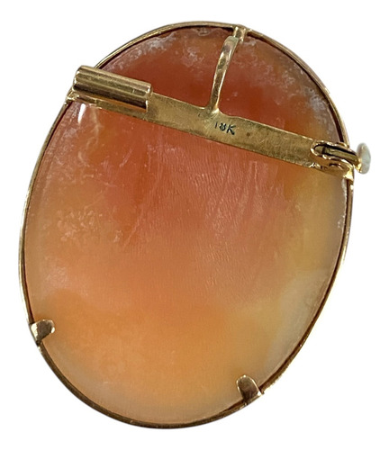 Antiguo Camafeo Montado Sobre Oro 18k Sellado Crema (Usado)