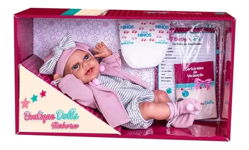 Roupa Para Boneca Bebê Reborn Com Casaco Rosa - Shiny Toys