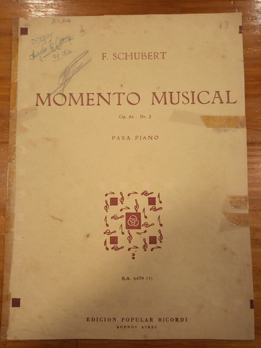 Schubert Momento Musical Op 94 N 3 Partitura