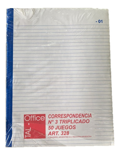 Talonario Correspondencia N°3 Triplicado X50 Converpel