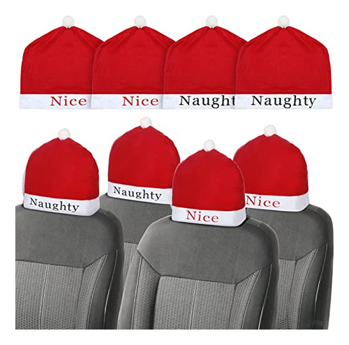 4 Piezas Santa Claus Hat Coche Reposacabezas Cubierta N8gsw