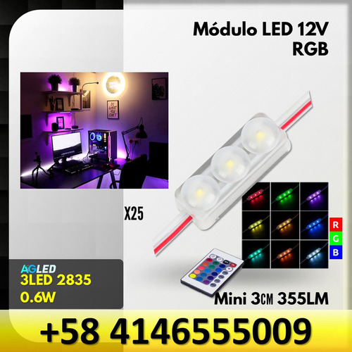 Modulos Led Mini Blanco Puro 12v 1x3led 0.6w