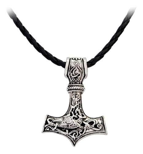 Ailuor Hombres Vikingo Cuero Nórdico Thors Martillo Mjolnir 