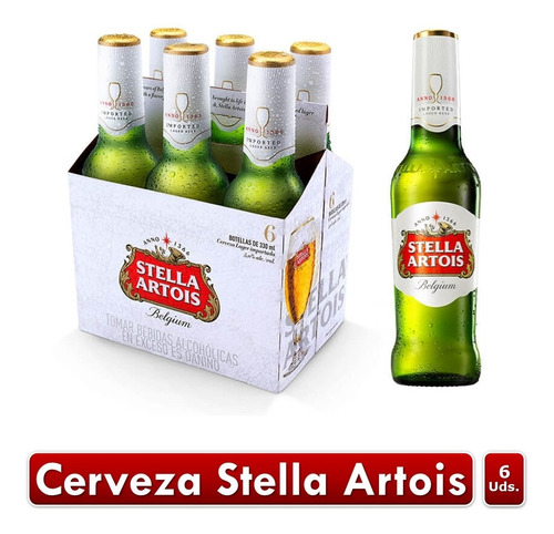 Cerveza Stella Artois X 6 Botellas 330 Ml Bélgica 