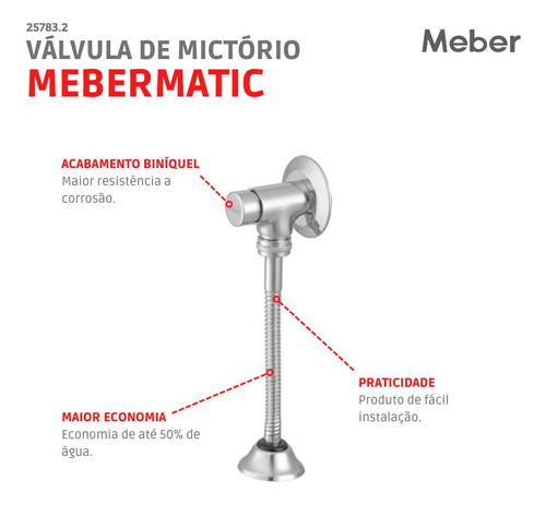 Válvula De Mictório 10021 Supernova Cano 20cm Meber
