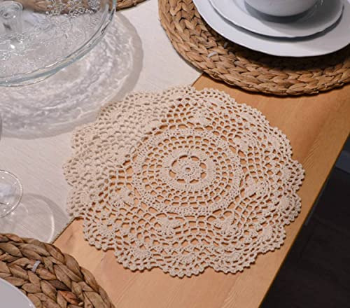 Set De 4 Tapetes Redondos De Crochet 30 Cm Para Mesa