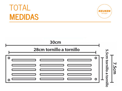 Rejillas Para Ventilación Muebles Hogar Acero Inox 30 X 7,5