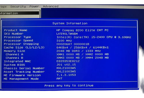 Equipo Elite 8200 Convertible Mini Tower I5 Vpro 2th Ram 8gb (Reacondicionado)