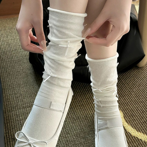 Calcetines Largos De Verano Para Mujer, Medias Con Lazo, Cal