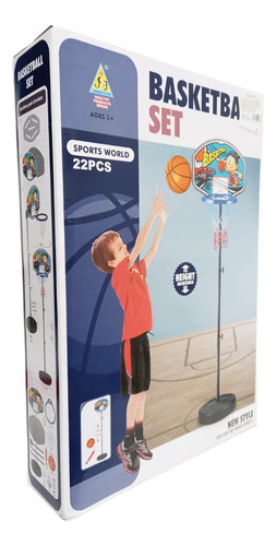 Juego Tablero Basketball Ajustable Pelota Inflador 150x27cm