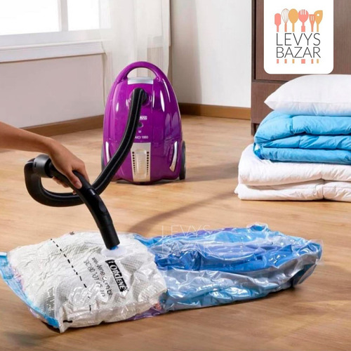 Imagen 7 de 10 de Pack X4 Bolsas Guardar Ropa Al Vacio Ahorra Espacio 80x60cm