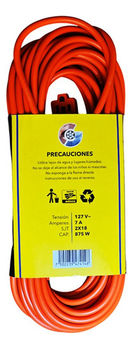 Extensión Eléctrica Rudo Multicontacto Extension 15m Naranja