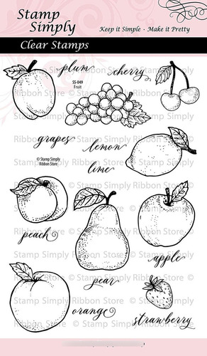 Stamp Simply Sello Transparente Fruta Forma Uva Manzana Hoja