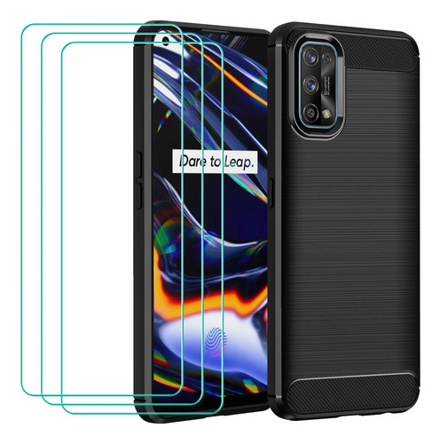 Funda Silicona De Fibra Para Oppo Realme 7 Pro + 3 Mica