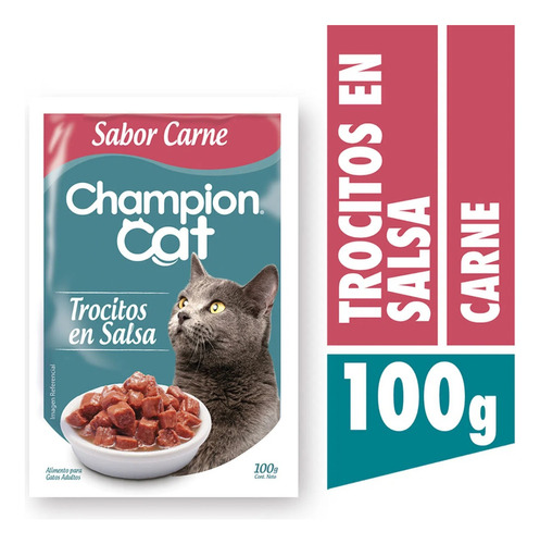 Champion Cat Trocitos En Salsa Carne 100gr X24 Und | Mdr