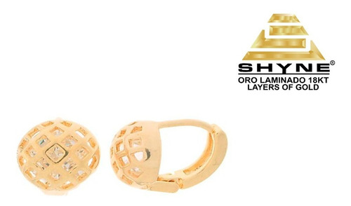 Arracadas Con Diamantes Circonio En Oro Laminado 18 Kt Shyne