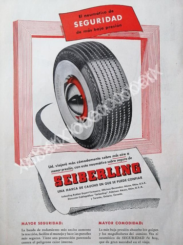 Cartel Retro Llantas Seiberling 1949 /129 Raro