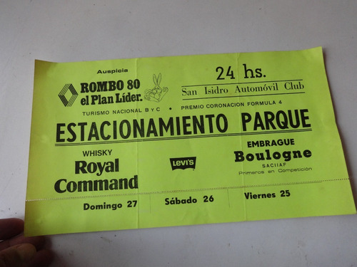 Imagen 8 de 9 de Ticket Entrada Auto Carrera Insignia Automovil Club F4 Tn