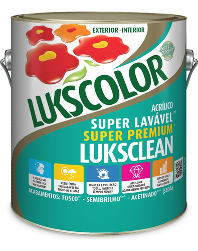 Tinta Acrilico Super Lavavel Luksclean Seda Branco 3,6 - Lukscolor