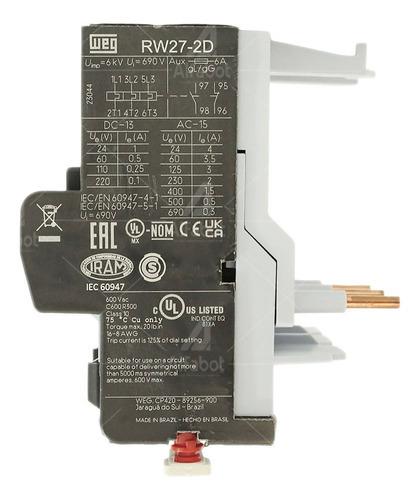 Relé Térmico Sobrecarga Rw27-2d3-u010 Ajuste 7 - 10a Weg