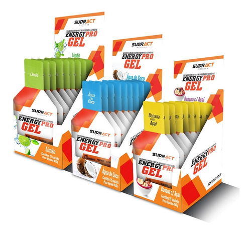 3x Energy Pro Gel Sudract C/15 Un De 30g - Carbup Sabor Sortidos