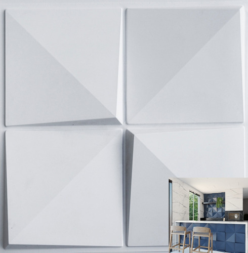 Imagem 1 de 10 de Kit 9m² Placas 3d De Plástico - Inovador 50x50 Modelo Cubos