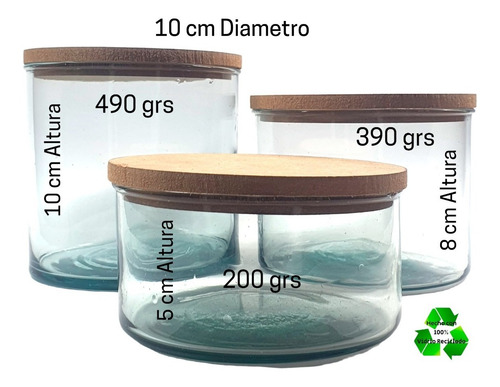Imagen 5 de 5 de Frascos / Cilindro 10x10cm 490grs P/ Velas C/tapa Mdf 240pz