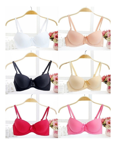 Paquete 6 Piezas Brasier Con Doble Push Up Con Encaje En Col