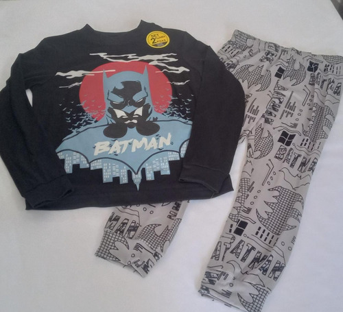 Pijama Batman Manga Larga Para Niño 2 Piezas