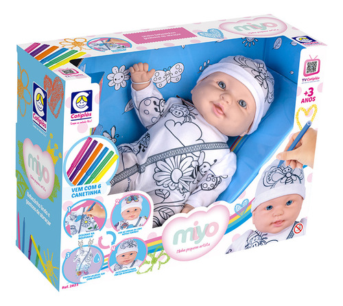 Boneca Miyo Minha Pequena Artista Com Canetinhas - Cotiplás