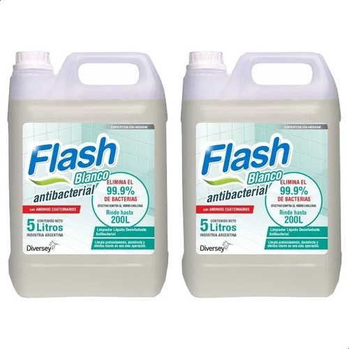 Limpiador Flash Blanco Antibacteriall Diversey X5l. Pack 2u