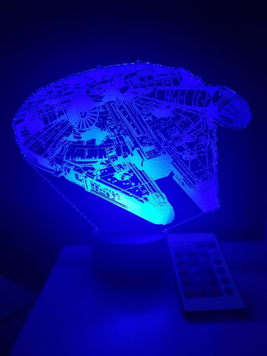 Imagen 4 de 8 de Lampara Led 3d Con Control Halcón Milenario Horizontal
