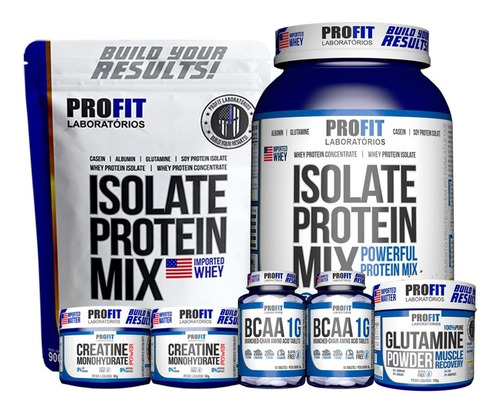 Kit 2x Whey Isolate + 2x Bcaa + 2x Crea + Glutamina - Profit