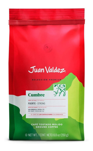 Cafe Juan Valdez  Premium Cumbre Molido 250 G 100% Colombia