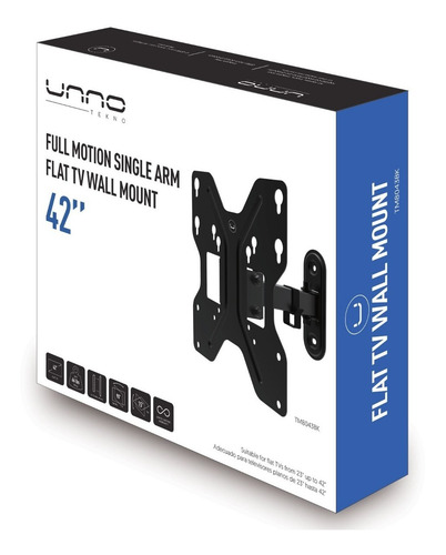 Imagen 4 de 4 de Base Pared Brazo Articulado Tv 23 - 42 Unno Tekno Hasta 30kg