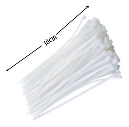 Imagen 2 de 3 de Tie Raps Tirraje Tirraps 10cm Paq 100 Unds Plast Blanco Orgm