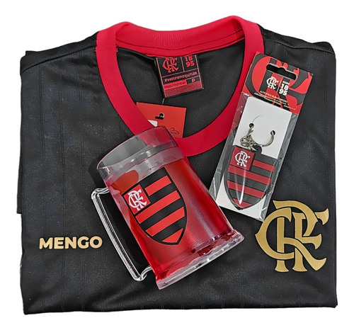 Kit Presente Flamengo Oficial - Camisa / Caneca / Chaveiro