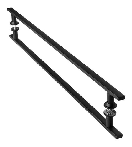 Puxador De Porta Preto Inox Vidro Pivotante 90cm M.s