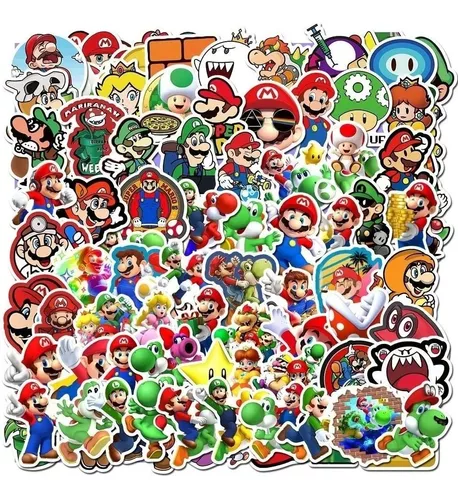 Set 100 Stickers De Super Mario Bros - Pegatinas/calcomanias