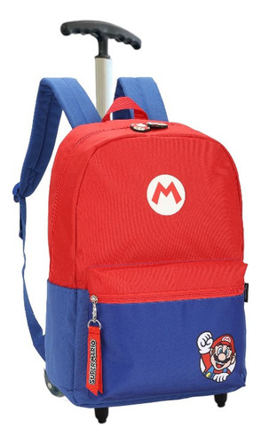 Mochila Escolar Super Mario Bros Rodinhas Grande Meninos