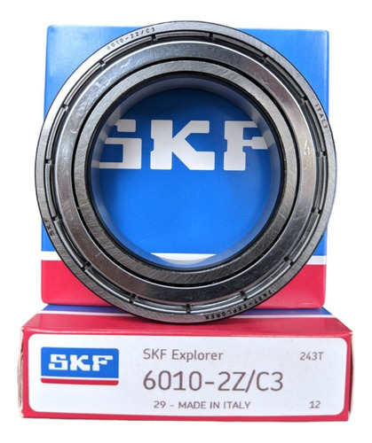 Rodamiento Sello Metal 6010-2z-c3 Marca Skf