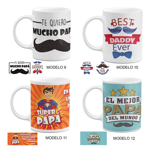 Imagen 5 de 10 de Caja Con 36 Tazas Día Del Padre 12 Diseños Papá