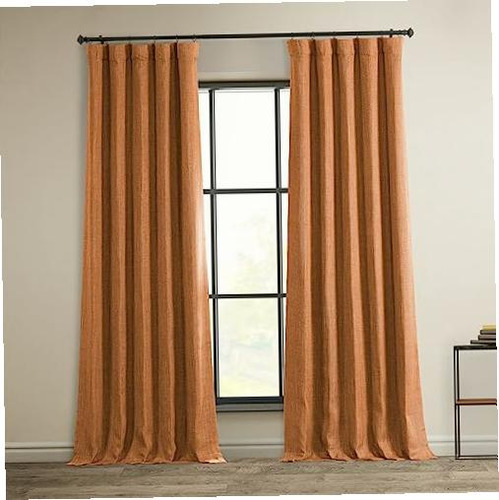 Hpd Half Price Drapes Boch-ln18517-96 Faux Linen Blackout Color Naranja Desierto