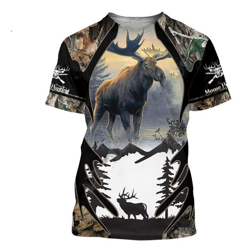 Camo Animales De Caza Ciervo Alce 3d Camiseta