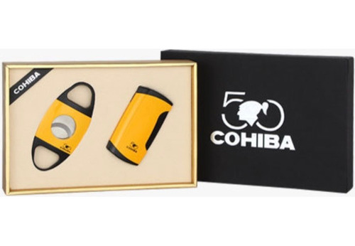 Cohiba-juego De Encendedor 2 Flamas Y Cortador De Cigarro